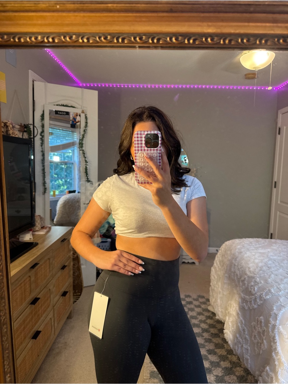 lululemon athletica White Cropped Ribbed Tee
